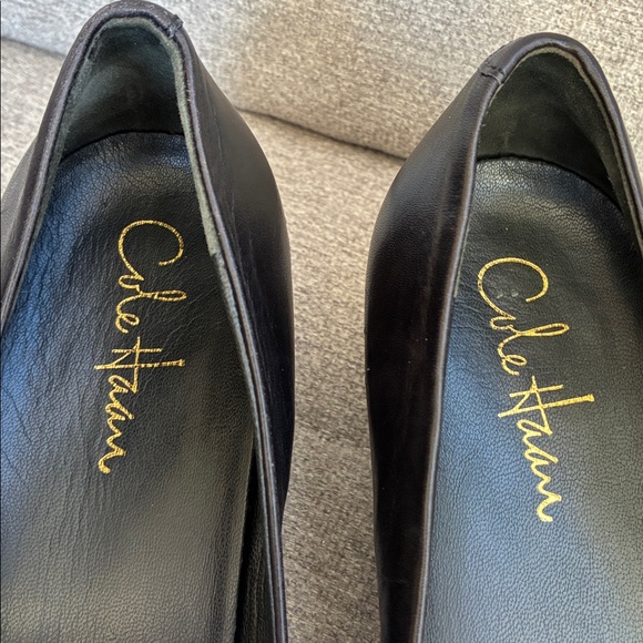 Cole Haan Nike Air (7B) Black Leather Wedge Ballerina Women's Shoes - Picture 9 of 13